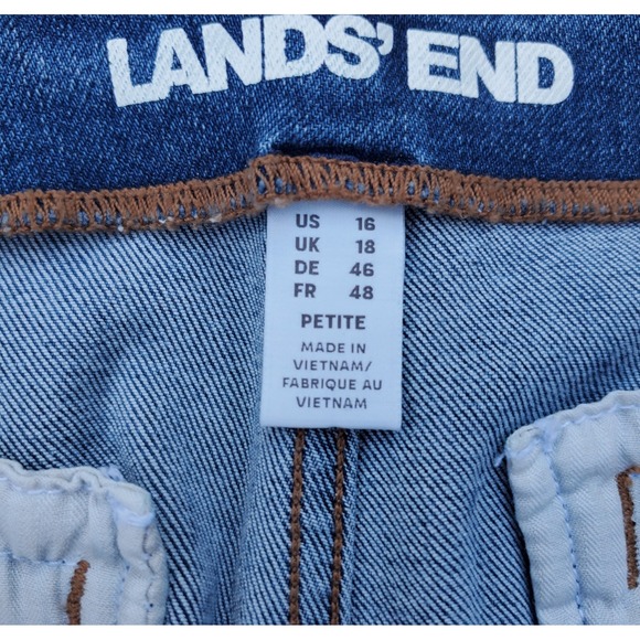 Landsend Womens Denim High‎ Rise Patch Pocket Extra Wide Leg Crop Jean Size 16P - Picture 8 of 12